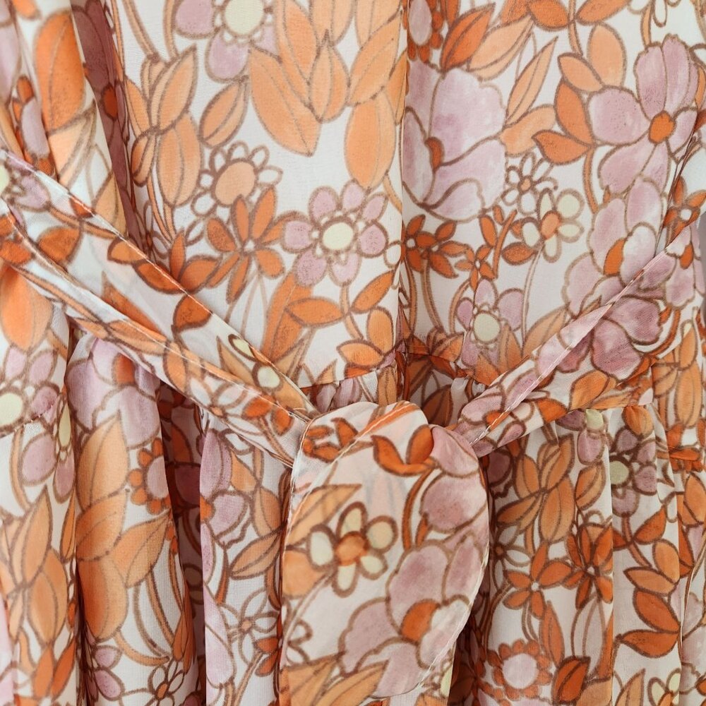 Ryegrass Floral Long-Sleeve Ruffled Dress Lightweight Flowy Cottagecore Coquette - Picture 8 of 13